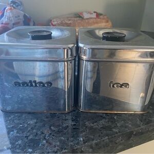 Sleek Silver Coffee and Tea Canister SetQueen Line, set of 2